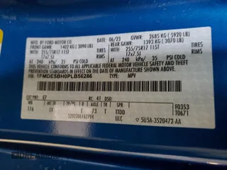 2023 Ford Bronco z VIN 1FMDE5BH0PLB56286, wystawiony jako Copart lot #57166655 z przebiegiem 45 216 mil mil oraz Szkoda całkowita • Salvage title. Historia ofert i sprzedaży dostępna na DreamBid. Obrazek 14.