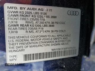 2023 Audi Q3 S line Premium z VIN WA1DECF35P1075264, wystawiony jako Copart lot #88866885 z przebiegiem 42 824 mil mil oraz Szkody całkowita. Historia ofert i sprzedaży dostępna na DreamBid. Obrazek 15.