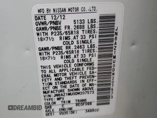 2013 Nissan Murano SL with VIN JN8AZ1MU0DW207573, listed as a Copart auction lot 44251895 with 103,749 mi miles and Salvage Title. Bid and sale history available at carsss.com. Image 16.