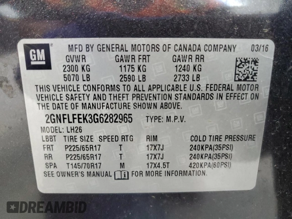 2016 Chevrolet Equinox LT z VIN 2GNFLFEK3G6282965, wystawiony jako Copart lot #55280495 z przebiegiem 147 608 mil mil oraz Czysty tytuł • Clean title. Historia ofert i sprzedaży dostępna na DreamBid. Obrazek 13.