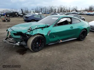 2024 BMW M4 Competition with VIN WBS33AZ08RCR36014, listed as a Copart auction lot 47201595 with 0 mi miles and Salvage Title. Bid and sale history available at carsss.com. Image 1.