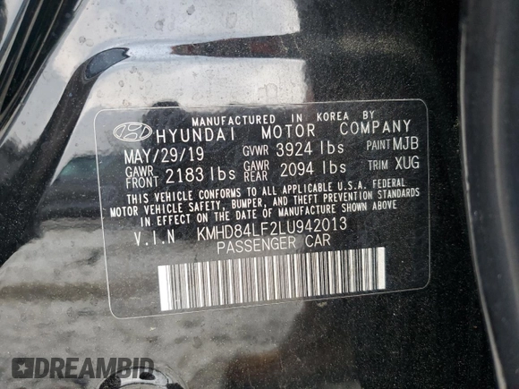 2020 Hyundai Elantra Value Edition z VIN KMHD84LF2LU942013, wystawiony jako Copart lot #56190805 z przebiegiem 83 997 mil mil oraz Szkoda całkowita • Salvage title. Historia ofert i sprzedaży dostępna na DreamBid. Obrazek 12.