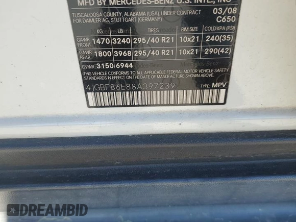 2008 Mercedes-Benz GL-Class 5.5L with VIN 4JGBF86E88A397239, listed as a Copart auction lot 49077385 with 207,217 mi miles and Salvage Title. Bid and sale history available at carsss.com. Image 14.