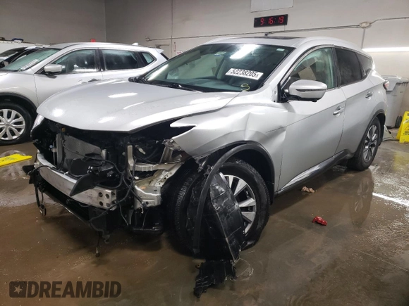 2017 Nissan Murano SL with VIN 5N1AZ2MH9HN174536, listed as a Copart auction lot 52238205 with 39,670 mi miles and Salvage Title. Bid and sale history available at carsss.com. Image 1.