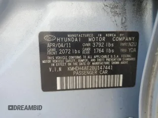 2011 Hyundai Elantra GLS с VIN KMHDH4AE2BU147441, выставлен на аукционе Copart как лот 61157415 с пробегом 210 582 миль миль и Списание • Salvage title. История ставок и продаж доступна на DreamBid. Изображение 12.
