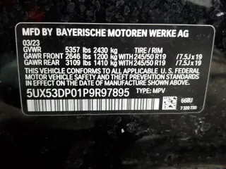 2023 BMW X3 xDrive30i with VIN 5UX53DP01P9R97895, listed as a Copart auction lot 87586265 with 18,193 mi miles and Salvage Title. Bid and sale history available at carsss.com. Image 16.