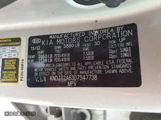 2013 Kia Soul + with VIN KNDJT2A63D7547738, listed as a IAAI auction lot 41877430 with 133,596 mi miles. Bid and sale history available at carsss.com. Image 9.