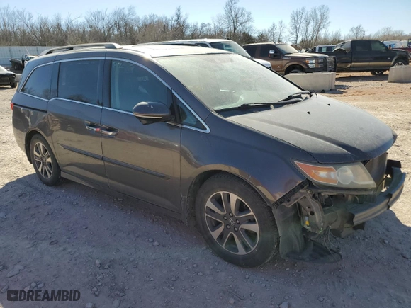 2015 Honda Odyssey Touring Elite with VIN 5FNRL5H92FB097968, listed as a Copart auction lot 46144215 with 0 mi miles and Salvage Title. Bid and sale history available at carsss.com. Image 4.