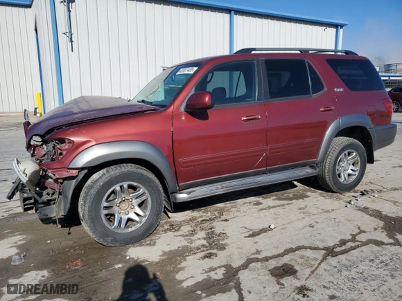 2004 Toyota Sequoia SR5 with VIN 5TDZT34AX4S212670, listed as a Copart auction lot 42007405 with 282,865 mi miles and Salvage Title. Bid and sale history available at carsss.com. Image 1.