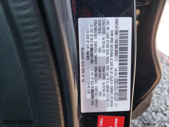 2016 Mazda CX-9 Touring with VIN JM3TCBCY7G0103922, listed as a Copart auction lot 47275735 with NaN miles and Salvage Title. Bid and sale history available at carsss.com. Image 14.