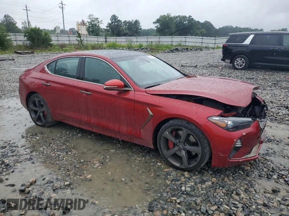 2019 Genesis G70 Dynamic with VIN KMTG34LE2KU021837, listed as a Copart auction lot 57754815 with 41,586 mi miles and Salvage title. Bid and sale history available at DreamBid. Image 4.