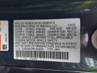 2023 Honda CR-V EX-L with VIN 5J6RS4H76PL002638, listed as a IAAI auction lot 41481580 with 22,658 mi miles. Bid and sale history available at carsss.com. Image 9.