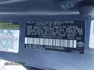 2007 Toyota Camry CE with VIN 4T1BE46K97U172603, listed as a IAAI auction lot 41363615 with 134,867 mi miles and . Bid and sale history available at DreamBid. Image 9.
