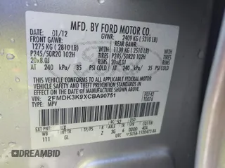 2012 Ford Edge Limited with VIN 2FMDK3K9XCBA90751, listed as a IAAI auction lot 41756715 with 157,500 mi miles. Bid and sale history available at carsss.com. Image 9.