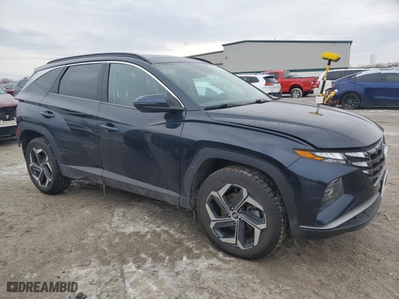 2022 Hyundai Tucson Hybrid SEL Convenience with VIN KM8JFCA13NU049605, listed as a Copart auction lot 46812695 with 43,756 mi miles and Salvage Title. Bid and sale history available at carsss.com. Image 4.
