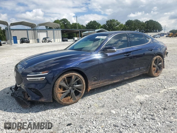 2023 Genesis G70 2.0T with VIN KMTG34TA8PU127827, listed as a Copart auction lot 59662305 with 6,310 mi miles and Salvage title. Bid and sale history available at DreamBid. Image 1.
