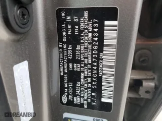 2013 Kia Optima EX with VIN 5XXGN4A73DG243437, listed as a Copart auction lot 46419245 with 0 mi miles and Salvage Title. Bid and sale history available at carsss.com. Image 12.