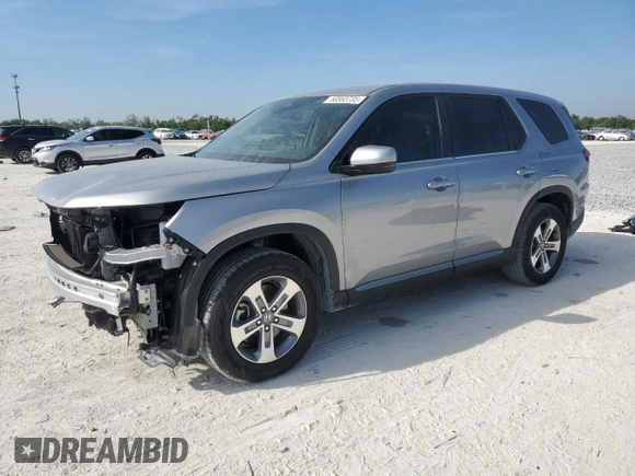 2025 Honda Pilot EX-L with VIN 5FNYG2H44SB021617, listed as a Copart auction lot 50553735 with 980 mi miles and Salvage Title. Bid and sale history available at carsss.com. Image 1.