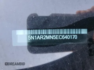 2014 Nissan Pathfinder SL с VIN 5N1AR2MN5EC640170, выставлен на аукционе Copart как лот 76802654 с пробегом 186 931 миль миль и Чистый • Clean title. История ставок и продаж доступна на DreamBid. Изображение 13.