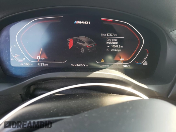 2021 BMW X4 M40i with VIN 5UX2V5C0XM9E78318, listed as a Copart auction lot 57834645 with 67,277 mi miles and Salvage title. Bid and sale history available at DreamBid. Image 9.