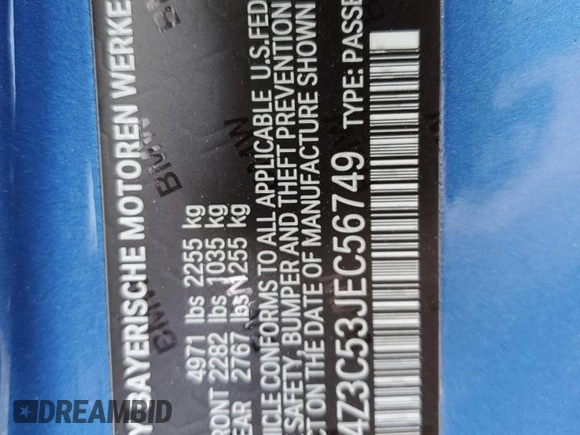 2018 BMW 4 Series 430i xDrive with VIN WBA4Z3C53JEC56749, listed as a Copart auction lot 45543915 with 34,901 mi miles and Salvage Title. Bid and sale history available at DreamBid. Image 13.