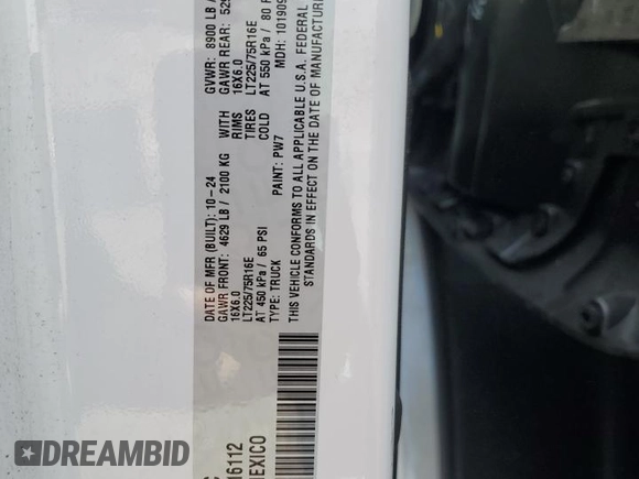 2025 Ram ProMaster Cargo Tradesman with VIN 3C6LRVVG4SE516112, listed as a Copart auction lot 54723745 with Not Provided miles and Salvage Title. Bid and sale history available at carsss.com. Image 13.
