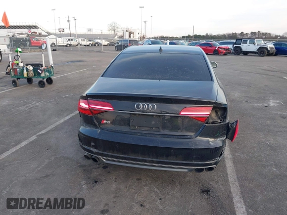 2015 Audi S8 with VIN WAUK2AFD5FN027013, listed as a IAAI auction lot 41456289 with 77,877 mi miles. Bid and sale history available at carsss.com. Image 16.