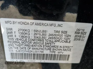 2019 Acura MDX Sport Hybrid w/Technology Pkg with VIN 5J8YD7H52KL001766, listed as a Copart auction lot 75276724 with 71,035 mi miles and Salvage Title. Bid and sale history available at carsss.com. Image 13.
