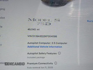 2019 Tesla Model S 75D с VIN 5YJSA1E22KF304098, выставлен на аукционе IAAI как лот 42293794 с пробегом 49 545 миль миль и . История ставок и продаж доступна на DreamBid. Изображение 15.
