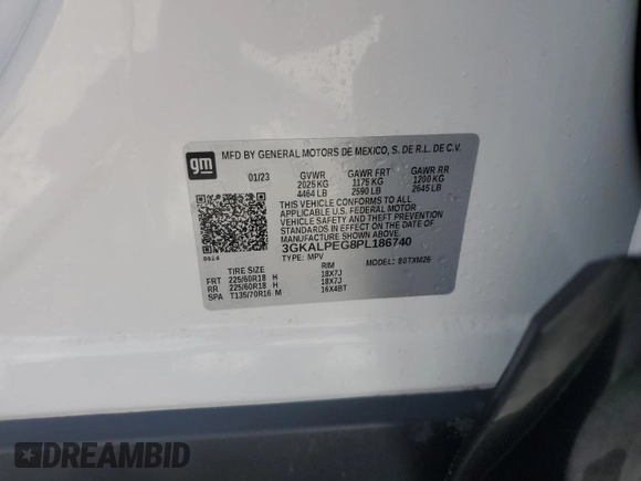 2023 GMC Terrain SLT z VIN 3GKALPEG8PL186740, wystawiony jako Copart lot #51550265 z przebiegiem 75 246 mil mil oraz Nie do naprawy • Non repairable. Historia ofert i sprzedaży dostępna na DreamBid. Obrazek 14.