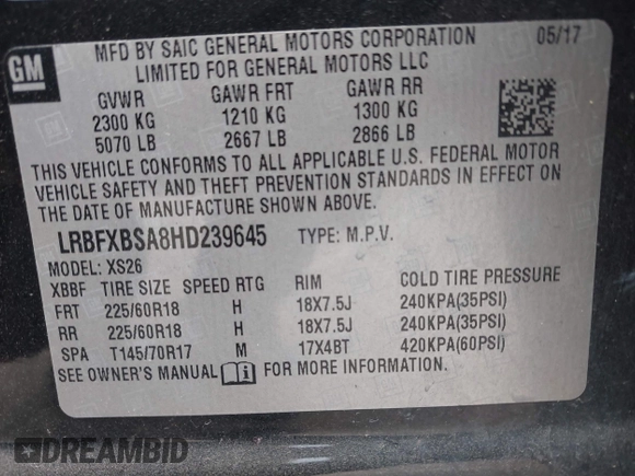 2017 Buick Envision Essence with VIN LRBFXBSA8HD239645, listed as a IAAI auction lot 41942614 with 88,767 mi miles and . Bid and sale history available at carsss.com. Image 9.