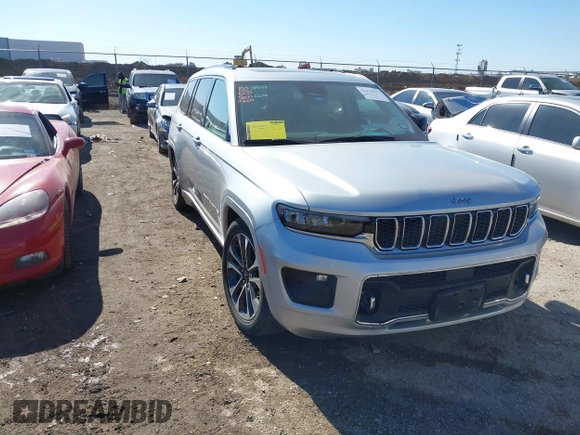 2021 Jeep Grand Cherokee Overland with VIN 1C4RJKDG4M8129163, listed as a IAAI auction lot 41475917 with 32,189 mi miles and . Bid and sale history available at DreamBid. Image 1.