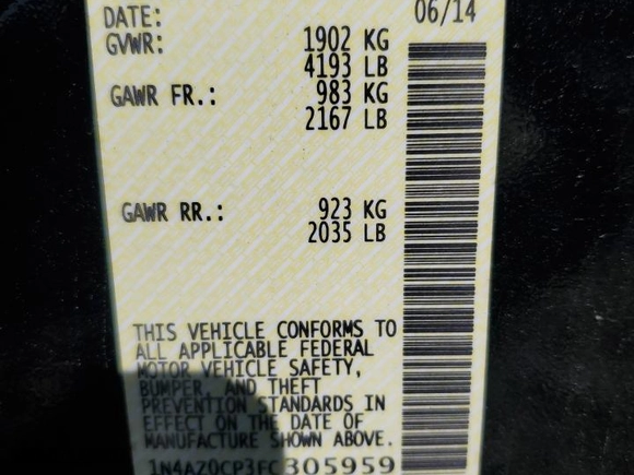 2015 Nissan LEAF SV with VIN 1N4AZ0CP3FC305959, listed as a Copart auction lot 47448415 with 56,953 mi miles and Salvage Title. Bid and sale history available at carsss.com. Image 13.