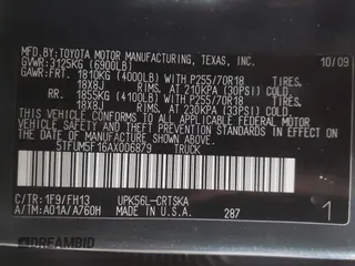 2010 Toyota Tundra 4WD Truck with VIN 5TFUM5F16AX006879, listed as a IAAI auction lot 40447273 with 219,498 mi miles. Bid and sale history available at carsss.com. Image 9.