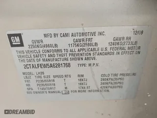 2010 GMC Terrain SLT-1 with VIN 2CTALFEW5A6281768, listed as a IAAI auction lot 41968959 with 254,941 mi miles. Bid and sale history available at carsss.com. Image 9.