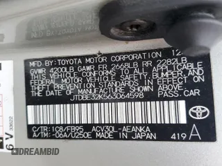 2006 Toyota Camry STD z VIN JTDBE32K563064598, wystawiony jako Copart lot #57246285 z przebiegiem 112 093 mil mil oraz Czysty tytuł • Clean title. Historia ofert i sprzedaży dostępna na DreamBid. Obrazek 12.