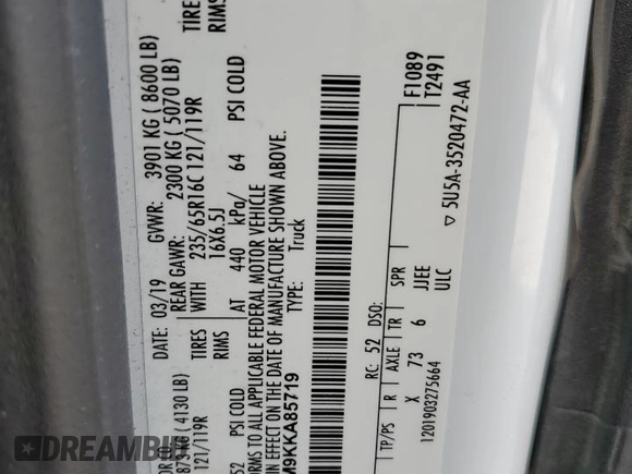 2019 Ford Transit с VIN 1FTYE1YM9KKA85719, выставлен на аукционе Copart как лот 82785734 с пробегом 309 125 миль миль и Чистый • Clean title. История ставок и продаж доступна на DreamBid. Изображение 13.
