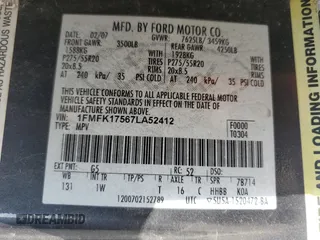 2007 Ford Expedition EL Eddie Bauer with VIN 1FMFK17567LA52412, listed as a Copart auction lot 78483304 with 262,841 mi miles and Salvage Title. Bid and sale history available at carsss.com. Image 14.
