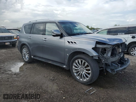 2017 Infiniti QX80 with VIN JN8AZ2NF9H9646393, listed as a Copart auction lot 50563315 with Not provided miles and Salvage title. Bid and sale history available at DreamBid. Image 4.