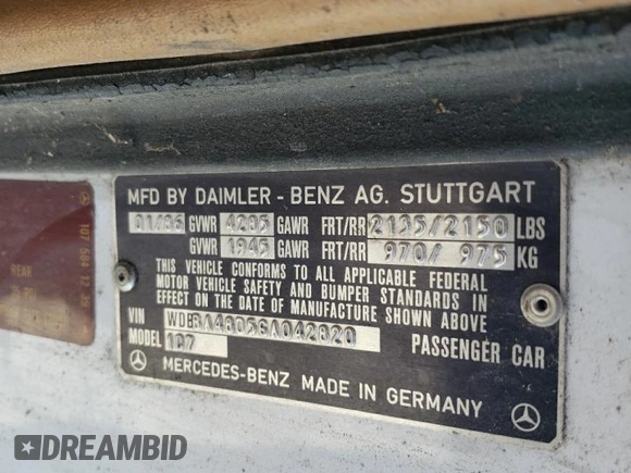 1986 Mercedes-Benz 560 SL z VIN WDBBA48D5GA042820, wystawiony jako Copart lot #71109364 z przebiegiem 173 240 mil mil oraz Czysty tytuł • Clean title. Historia ofert i sprzedaży dostępna na DreamBid. Obrazek 12.