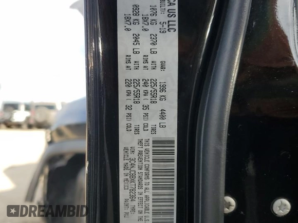 2019 Jeep Compass Altitude with VIN 3C4NJCBBXKT782364, listed as a Copart auction lot 87675935 with 89,121 mi miles and Salvage Title. Bid and sale history available at carsss.com. Image 15.