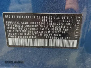 2021 Volkswagen Jetta S with VIN 3VWC57BU8MM040446, listed as a Copart auction lot 57343725 with 91,355 mi miles and Salvage title. Bid and sale history available at DreamBid. Image 12.