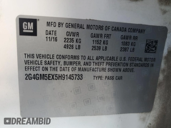 2017 Buick Regal with VIN 2G4GM5EX5H9145733, listed as a Copart auction lot 78826364 with 132,374 mi miles and Salvage Title. Bid and sale history available at carsss.com. Image 15.