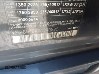 2002 Mercedes-Benz M 320/430/500 с VIN 4JGAB54EX2A340282, выставлен на аукционе IAAI как лот 42237129 с пробегом 179 374 миль миль и . История ставок и продаж доступна на DreamBid. Изображение 9.
