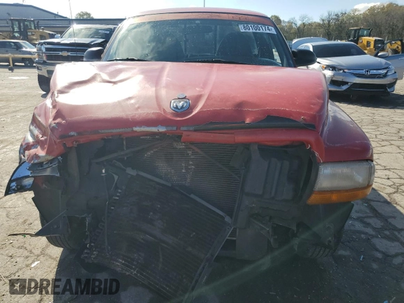 1999 Dodge Dakota SLT with VIN 1B7FL26XXXS254590, listed as a Copart auction lot 80100174 with 330,874 mi miles and Clean Title. Bid and sale history available at carsss.com. Image 5.