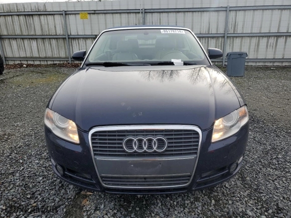 2007 Audi A4 2.0T with VIN WAUAF48H27K017866, listed as a Copart auction lot 86178714 with 66,146 mi miles and Salvage Title. Bid and sale history available at carsss.com. Image 5.