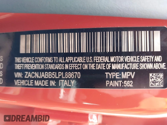 2020 Jeep Renegade Latitude z VIN ZACNJABB5LPL88670, wystawiony jako IAAI lot #42181204 z przebiegiem 45 448 mil mil oraz . Historia ofert i sprzedaży dostępna na DreamBid. Obrazek 9.