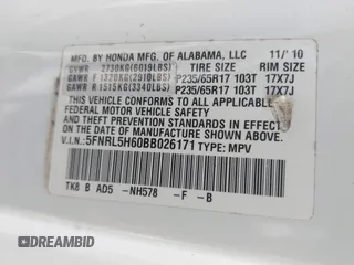 2011 Honda Odyssey EX-L with VIN 5FNRL5H60BB026171, listed as a IAAI auction lot 42511296 with 288,827 mi miles and . Bid and sale history available at DreamBid. Image 9.