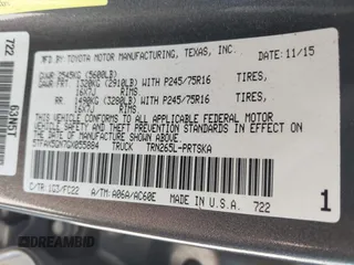 2016 Toyota Tacoma SR5 with VIN 5TFAX5GN7GX055884, listed as a IAAI auction lot 41943589 with 85,443 mi miles. Bid and sale history available at carsss.com. Image 9.