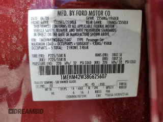 2008 Mercury Sable Premier with VIN 1MEHM42W38G625607, listed as a Copart auction lot 57874805 with 230,365 mi miles and Salvage title. Bid and sale history available at DreamBid. Image 13.